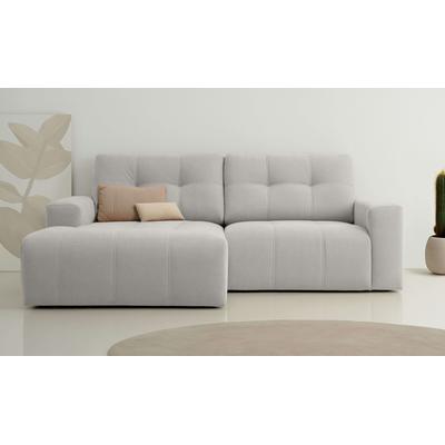 Ecksofa HOME AFFAIRE "Turnon, Lounge-sofa, Breite 221 cm", grau (light grau), B:221cm H:84cm T:153cm, 100% Polyester, Sofas, Chenille, mit Knopf- und Doppelsteppung, elegantes Aussehen Image