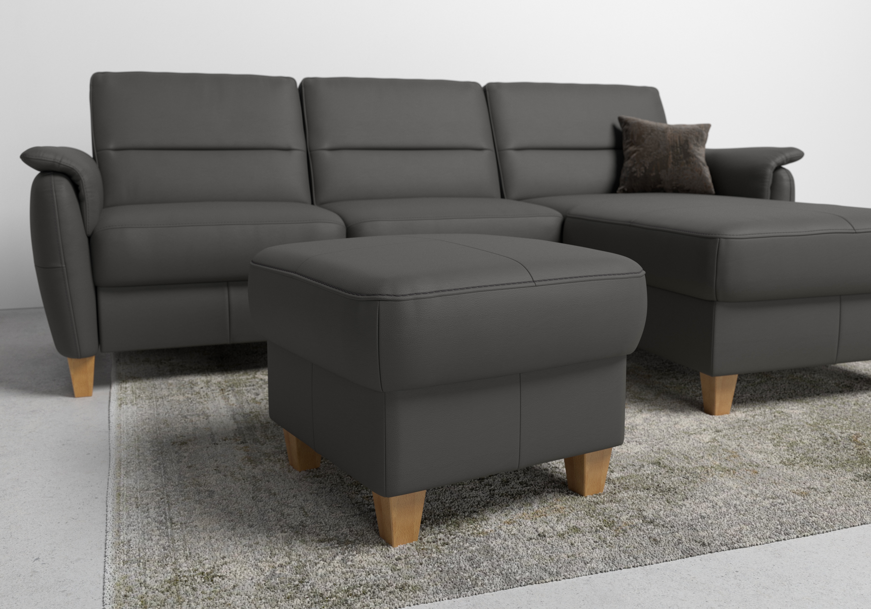 Polsterhocker HOME AFFAIRE "Palmera, B: 58 cm", braun (mocca), B:58 H:48 T:58, Luxus-Microfaser (100% Polyester);Struktur (100% Polyester);Luxus-Microfaser in Lederoptik (100% Polyester), Hocker, mit Stauraum, Federkern Image
