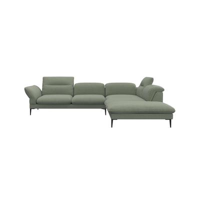 Ecksofa FLEXLUX "Salino, Funktionssofa mit Ottomane, Relaxsofa, Ecksofa", grün (olive), B:287cm H:88cm T:239cm, 100% Polyester, Sofas, Sofa mit Arm- und Kopfteil-Verstellungen, Kaltschaum & Stahl-Wellen Image