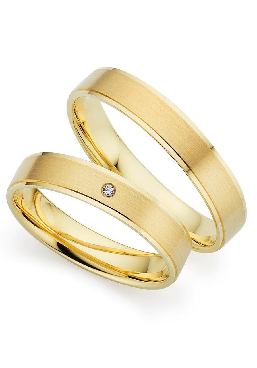 Trauring PHÖNIX "Schmuck Geschenk Gold 333 Trauring Ehering LIEBE versch. Varianten" Gr. 64, gold (gelbgoldfarben), Fingerringe, 64, 0,01 SI = kleine Einschlüsse mit Brillant, Gelbgold 333, 4mm, Made in Germany, wahlweise mit oder ohne Brillant Image