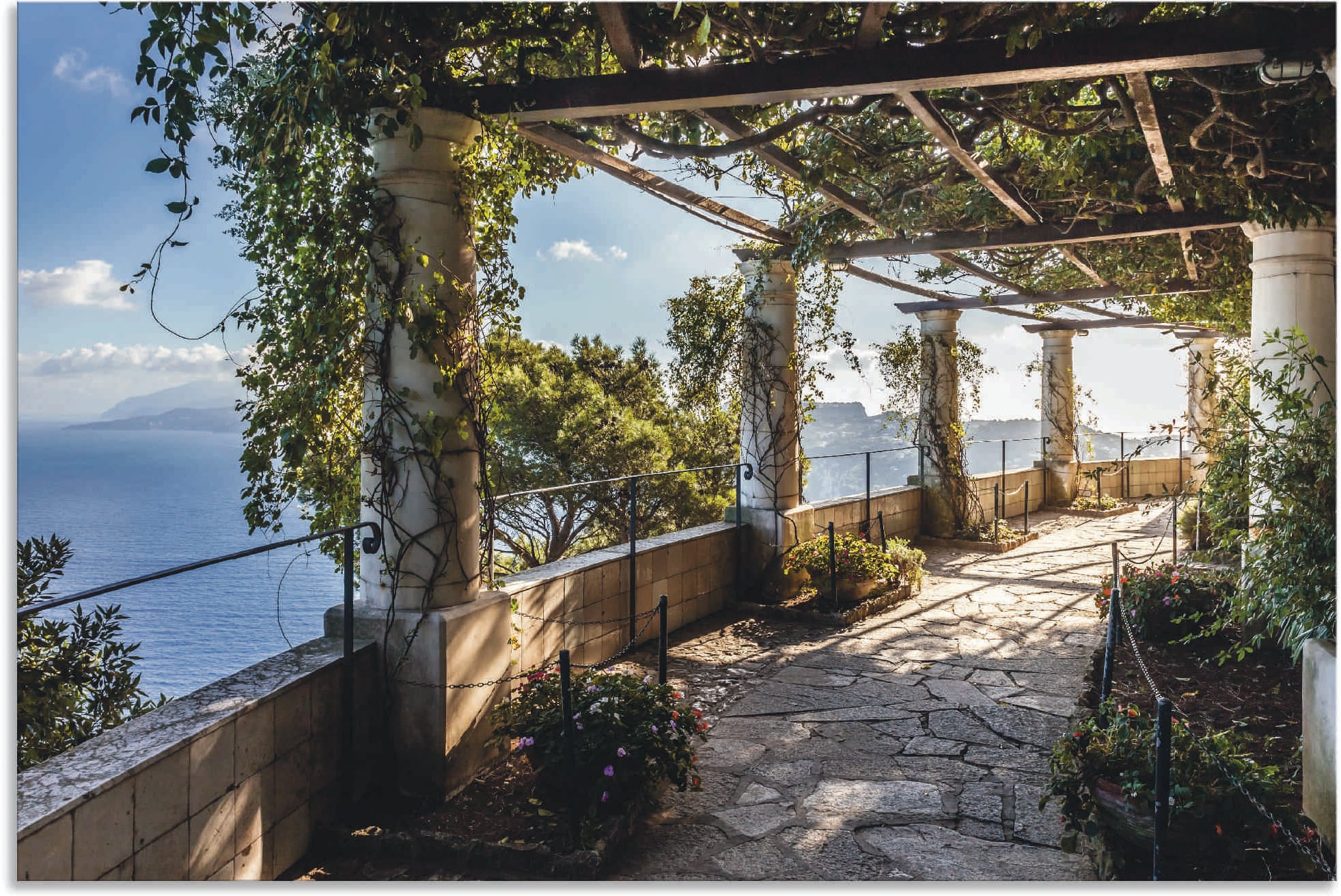 Wandbild ARTLAND "Garten der Villa San Michele auf Capri", grün (farbe bild(er): grün), B:120cm H:80cm, Bilder, als Alubild, Outdoorbild, Leinwandbild, Poster, Wandaufkleber Image