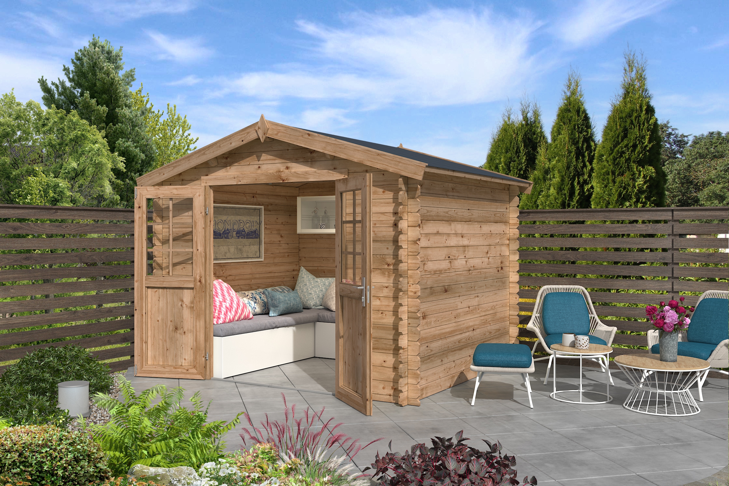 Gartenhaus NORDIC HOLZ "Norah 230", braun, ohne Fußboden, Massivholzdach, Holz, Gartenhäuser, Gartenhaus