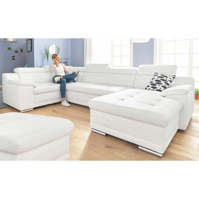 Wohnlandschaft SIT & MORE "Top Andiamo U-Form", weiß, B:336cm H:93cm T:193cm, Kunstleder SOFTLUX, Struktur ( 100% Polyester), Sofas, mit Kopfteilverstellung, wahlweise mit Bettfunktion Image