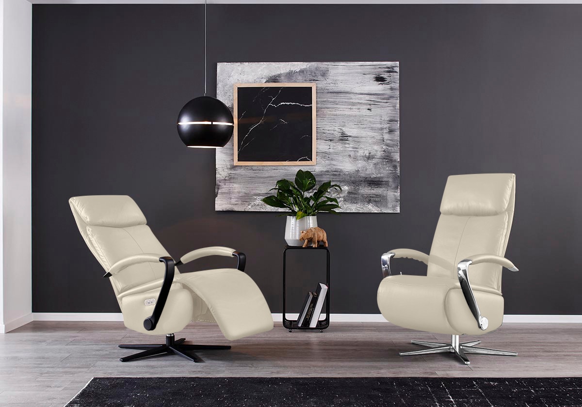 Relaxsessel W.SCHILLIG "rumbaa", grau (eisgrau z59), B:73cm H:115cm T:84cm, Longlife Xtra-Leder Z59: Glattleder mit modischer Prägung. Hautstärke 0, 9 - 1, 1 mm, Sessel, Relaxsessel, wahlweise mit Doppelmotor, in Größen S, M & L, mit 5-Sternfuß