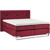 Boxspringbett MUSTERRING "Dubai", rot (d 521 rot), B:177cm L:214cm, Komplettbetten, Boxspringbett, Kufe in Chrom, 3 Härtegrade, Kopfteil mit Knopfheftung