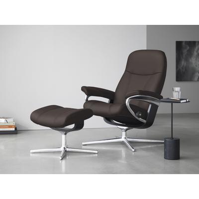 Relaxsessel STRESSLESS "Consul", braun (chocolate paloma), B:78cm H:97cm T:70cm, Leder PALOMA: PALOMA ist ein durchgefärbtes Semianilin-Möbelleder mit natürlicher Narbung., Sessel, mit Cross Base, Größe S, M & L, Holzakzent Schwarz Image