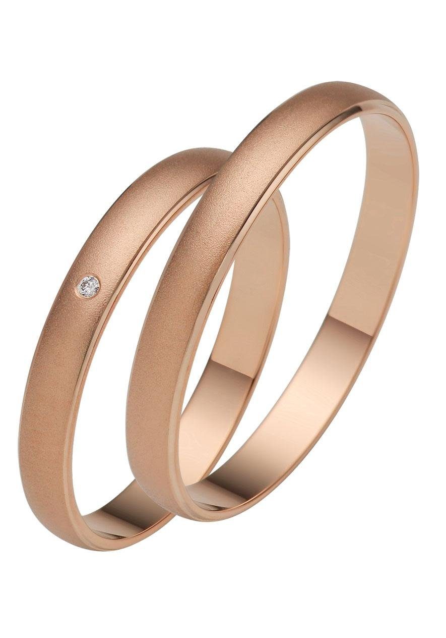 Trauring FIRETTI "Schmuck Geschenk Gold 375 Hochzeit Ehering "LIEBE" Gr. 70, rosa (roségoldfarben), Fingerringe, 70, ohne Brillant, Roségold 585, 3mm, Made in Germany, wahlweise mit oder ohne Brillant Image