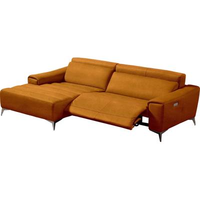 Ecksofa EGOITALIANO "Suzette, Designsofa mit hohem Sitzkomfort", braun (cognac), B:266cm H:95cm T:163cm, Luxus-Micofaser Lederoptik (100% Polyester) ist ein neues technisches Gewebe mit einem visuellen und taktilen Aspekt, der dem Nubuk sehr nahe... Image