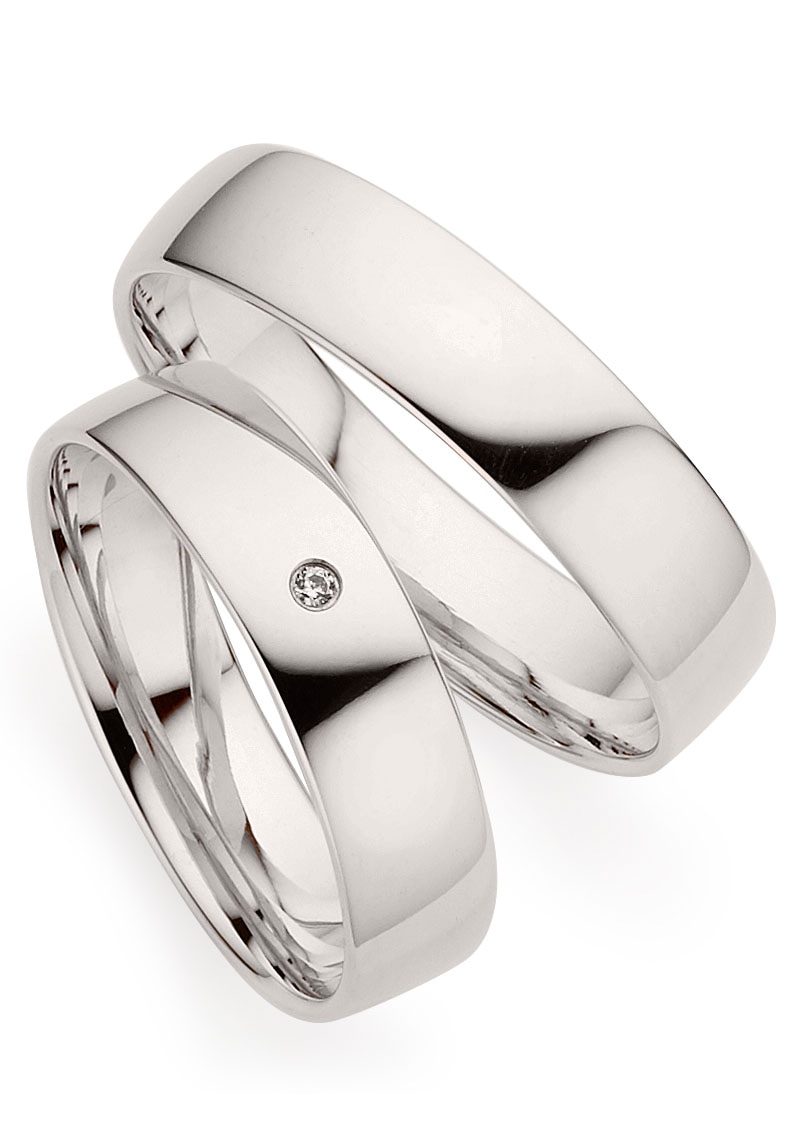 Trauring PHÖNIX "Schmuck Geschenk Partnerring Ehering Trauring Silber 925" Gr. 65, silber (silberfarben), Fingerringe, Damen, 65, 0,01 SI = kleine Einschlüsse mit Brillant, Silber 925 (Sterlingsilber), 5mm, Made in Germany - wahlweise mit oder ohne... Image