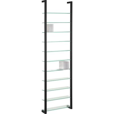 Wandregal SPINDER DESIGN "CUBIC", schwarz (schwarz, glasböden), B:46cm H:167cm T:13cm, Metall, Glas, Regale, Metall, Tiefe 13 cm Image