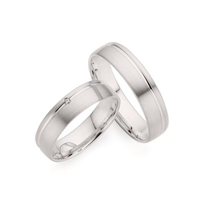 Trauring PHÖNIX "Schmuck Geschenk Gold 333 Trauring Ehering LIEBE versch. Varianten" Gr. 68, weiß (weißgoldfarben), Fingerringe, 68, ohne Brillant, Weißgold 333, 5,0mm, Made in Germany, wahlweise mit oder ohne Brillant Image
