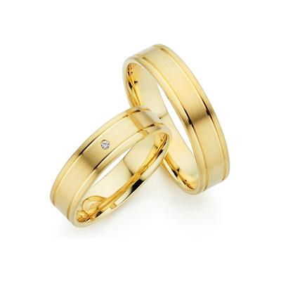 Trauring PHÖNIX "Schmuck Geschenk Gold 333 Trauring Ehering LIEBE versch. Varianten" Gr. 51, gold (gelbgoldfarben), Fingerringe, 51, 0,01 ct SI = kleine Einschlüsse mit Brillant, Gelbgold 333, 5,0mm, Made in Germany, wahlweise mit oder ohne Brillant Image