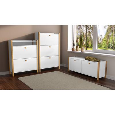Schuhkipper ANDAS, braun (weiß, eiche), B:84cm H:132cm T:26cm, Sideboards, im skandinavischen Design Image