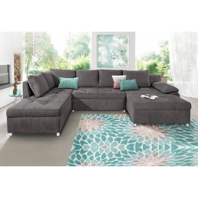 Wohnlandschaft SIT & MORE "Top Bilbao U-Form", grau (fango), B:326cm H:82cm T:90cm, Kunstleder SOFTLUX / Struktur (100% Polyester), Struktur fein (95% Polyester, 5% Polyamid), Sofas, XXL, wahlweise mit Bettfunktion und Bettkasten Image