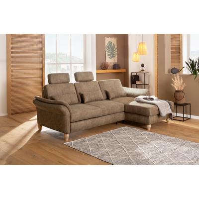 Ecksofa HOME AFFAIRE "Palace L-Form", grau (taupe), B:266cm H:89cm T:164cm, Struktur fein (100% Polyester), Struktur (100% Polyester), Luxus-Microfaser Lederoptik (100% Polyester), Sofas, incl. Sitztiefenverstellung, wahlweise mit Bettfunktion und... Image