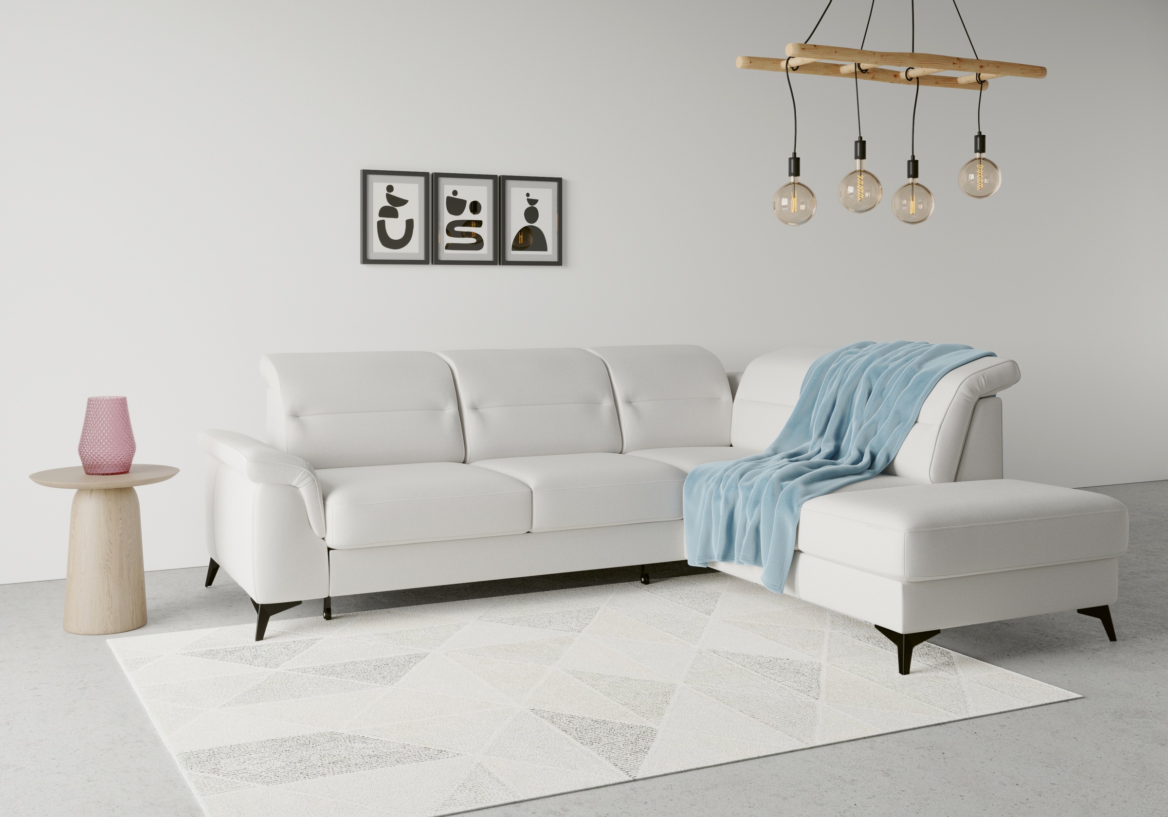 Ecksofa SIT & MORE "Sinatra L-Form", silber, B:251cm H:85cm T:220cm, 98% Polyester, 2% Polyamid, Sofas, mit Ottomane, optional mit Kopfteilverstellung und Armteilfunktion Image