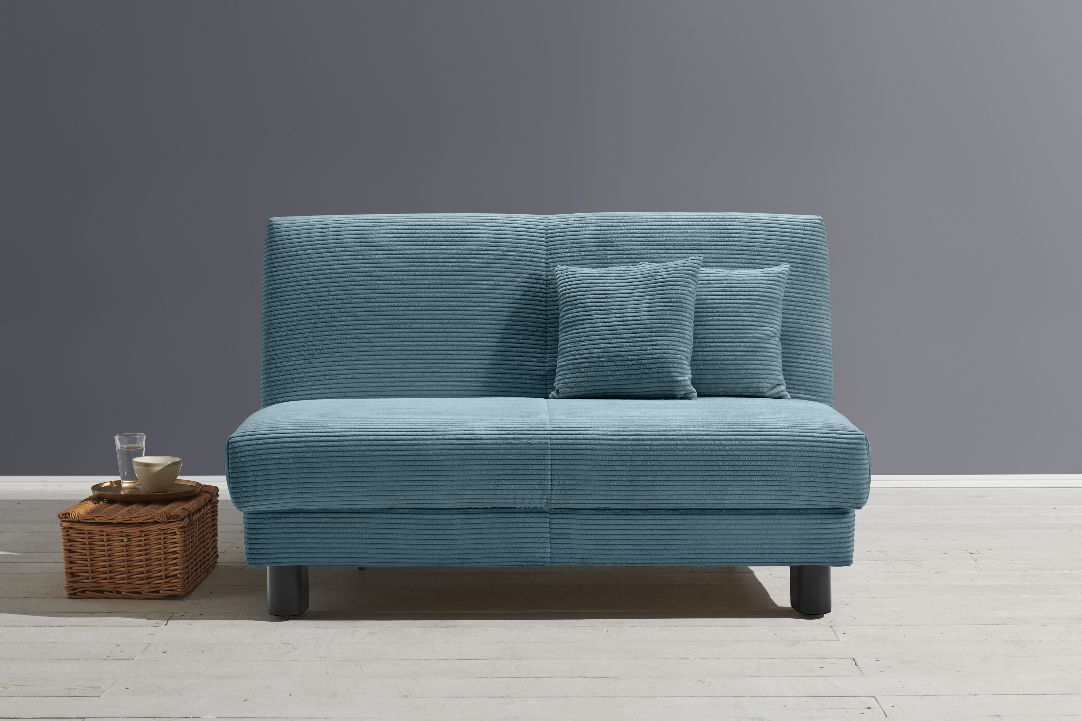 Schlafsofa ELL + ELL "Enny", blau (petrol), B:160cm H:90cm T:100cm, 92% Polyester 8% Nylon, Sofas, Schlafsofa