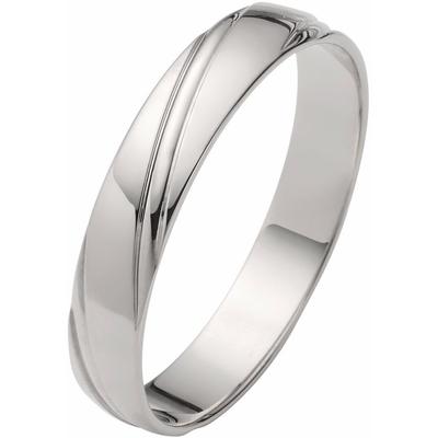 Trauring FIRETTI "Schmuck Geschenk Gold 375 Hochzeit Ehering "LIEBE" Gr. 18, weiß (weißgoldfarben), Fingerringe, 18, ohne Brillant, Weißgold 375, 4mm, Made in Germany, wahlweise mit oder ohne Brillant Image