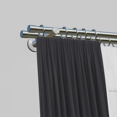 Gardinenstange INDEKO "Linz", silber (edelstahlfarben), L:150cm Ø:20mm, Stahl, Gardinenstangen, Komplett-Set inkl. Montagematerial Image