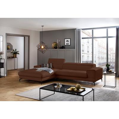 Ecksofa W.SCHILLIG "piedroo, Designsofa mit tollem Sitzkomfort, L-Form", braun (tabacco z69), B:303cm H:70cm T:193cm, Longlife Xtra-Leder Z69: Das feinnarbige, gedeckte Softleder Z69 besticht durch seine außergewöhnliche Weichheit im trendigen... Image