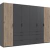 Drehtürenschrank WIMEX "Burgos by fresh to go", grau (front und korpus graphit, absetzung viking oak nachbildung), B:300cm H:216cm T:58cm, Spanplatte, Schränke, mit extra großen Schubladen