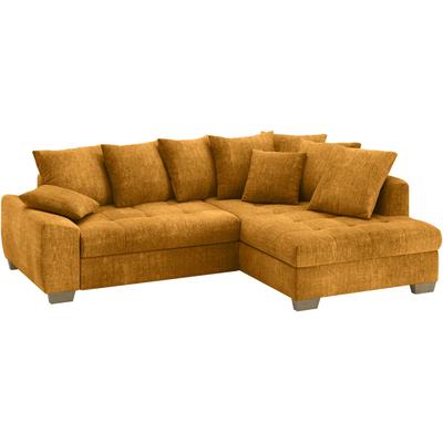 Ecksofa MR. COUCH "Nikita II, L-Form", gelb, B:243cm H:88cm T:190cm, Dolce (100% Polyester), Sofas, Wahlweise mit Bettfunktion, Bettkasten & RGB-LED-Beleuchtung Image