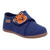 Hausschuh RICHTER "Filzi WMS: Mittel", Kinder, Gr. 27, blau, Filz, animal-print, bestickt, casual, Schuhe, Hüttenschuh, Klettschuh mit WMS, Größenschablone zum Download