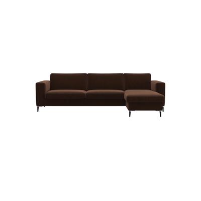 Ecksofa FLEXLUX "Fiore, superbequemer Sitzkomfort durch Kaltschaum im Sitz, L-Form", braun (tobacco), B:262cm H:85cm T:92cm, 100% Polyester, Sofas, breite Armlehnen, Füße Alu+schwarz Image