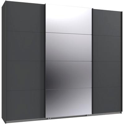 Kleiderschrank WIMEX "Mugano, Made in Germany, Lieferung bis in Deine Etage und Stellort", grafit, griffe schwarz, B:225cm H:208cm T:65cm, Holzwerkstoff, Schränke, 3 Schwebetüren, große Größen, mit oder ohne Spiegel, Metallgriffe Image