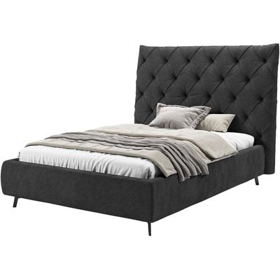 Polsterbett LEONIQUE "Maxime, in 4 Breiten bis 200cm, auch in Leder", schwarz, B:176cm H:105cm L:234cm, 96% Polyester, 4% Polyacryl, Betten, Kopfteilhöhe 143 cm, belastbar bis 280 kg, auch in Überlänge 220cm Image
