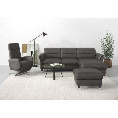Ecksofa SIT & MORE "Grenoble L-Form mit Federkern", grau (anthrazit), B:251cm H:85cm T:161cm, Sofas, wahlweise mit Bettfunktion, Bettkasten, Arm- und Kopfteilverstellung Image