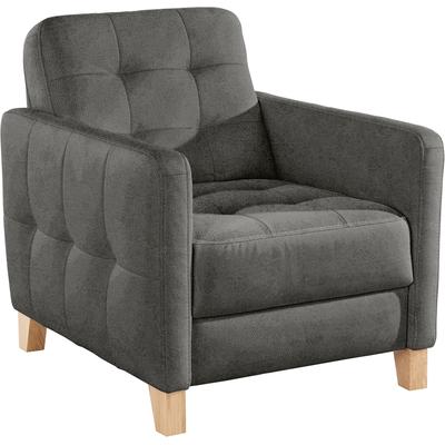 Sessel EXXPO - SOFA FASHION "Elio, Loungesessel, aufwendige Detailverarbeitung, bequem und modern", grau (anthrazit), B:76cm T:90cm, Luxus-Kunstleder, NaturLEDER (echtes Rindsleder) in Sitz und Rücken. Korpus in passendem Kunstleder SOFTLUX bezogen,... Image