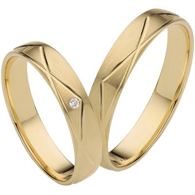 Trauring FIRETTI "Schmuck Geschenk Gold 375 Hochzeit Ehering "LIEBE" Gr. 54, gold (gelbgoldfarben), Fingerringe, 54, 0,01 ct SI = kleine Einschlüsse mit Brillant, Gelbgold 375, 4mm, Made in Germany - wahlweise mit oder ohne Brillant Image