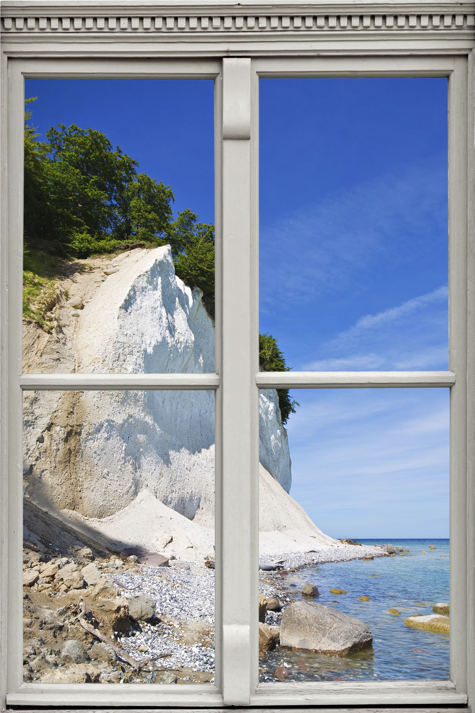 Wandsticker QUEENCE "Klippe", blau, B:40cm H:60cm T:0,1cm, Wandtattoos, Wandsticker, Wandbild, selbstklebend, 3D, Fenster