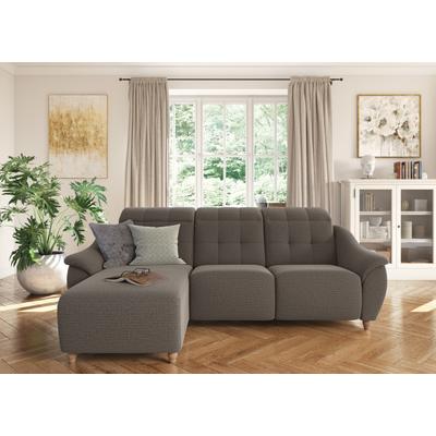 Ecksofa HOME AFFAIRE "Boston L-Form", braun, B:254cm T:170cm, Struktur (100% Polyester), Luxus-Microfaser Florence (100% Polyester), Chenille (100% Polyester), NaturLEDER (reines Rindsleder), Sofas, Kopfteilverstellung an jeder Sitzfläche, wahlweise... Image