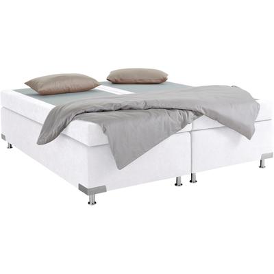 Boxspringbett "Holland", weiß, B:182cm L:201cm, Microvelours (100% Polyester), WESTFALIA SCHLAFKOMFORT, Komplettbetten, Boxspringbett, ohne Kopfteil, frei im Raum stellbar Image