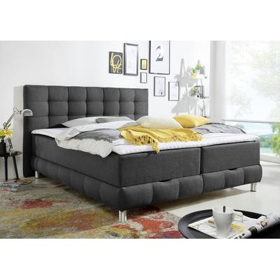 Boxbett INOSIGN "Vaasa", grau (anthrazit), B:214cm L:230cm, Komplettbetten, inkl. Bettkasten & Topper, XXL-Ausführung, Überlänge 220 cm Image