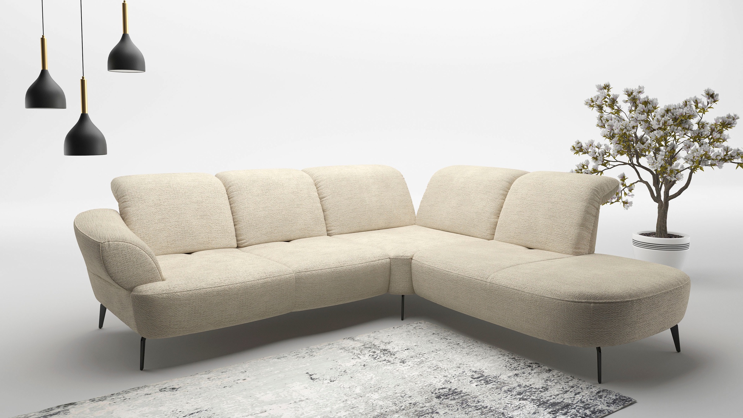 Ecksofa SIT & MORE "Dance, L-Form, inkl. Sitztiefenverstellung", beige (sand), B:302cm H:91cm T:270cm, 100% Polyester, Sofas, inkl. Click&Seat, optional mit Kopfteilverstellung Image
