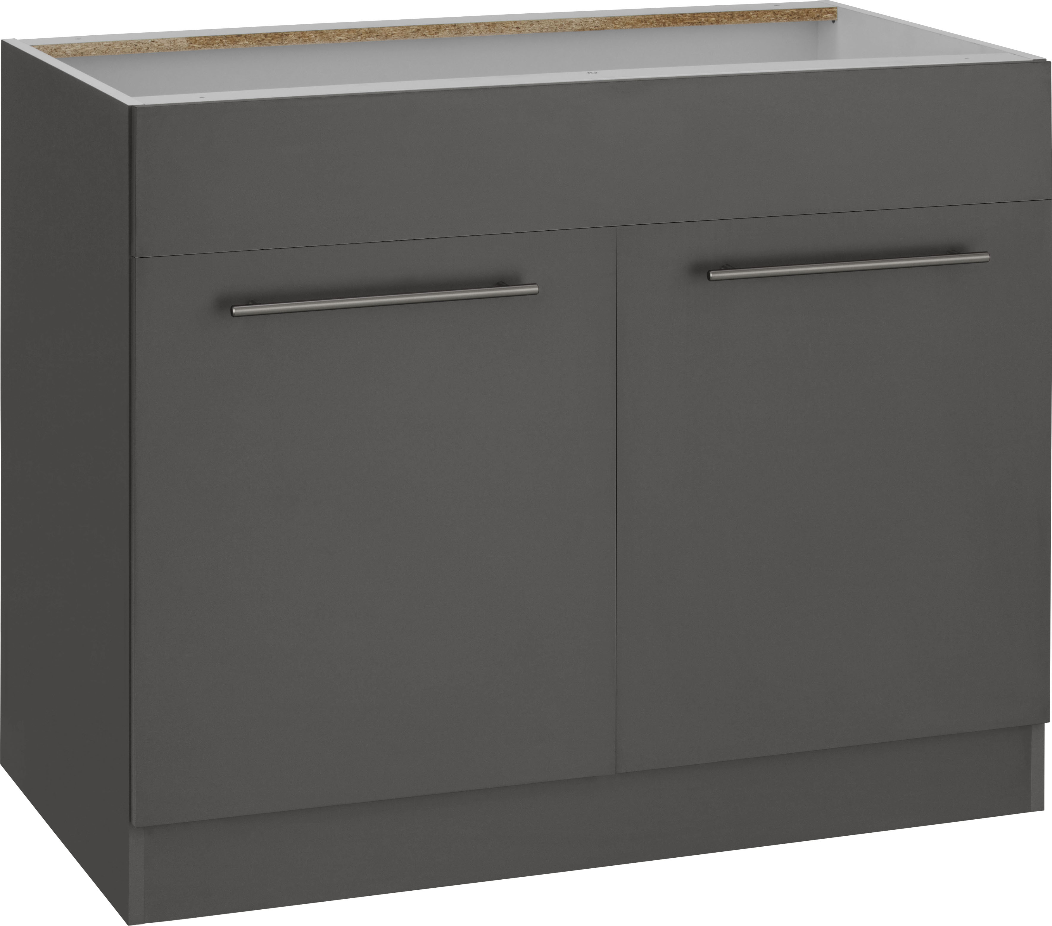 Spülenschrank WIHO KÜCHEN "Unna", grau (front und korpus: anthrazit), B:100cm H:82cm T:57cm, Schränke, 100 cm breit, ohne Arbeitsplatte Image