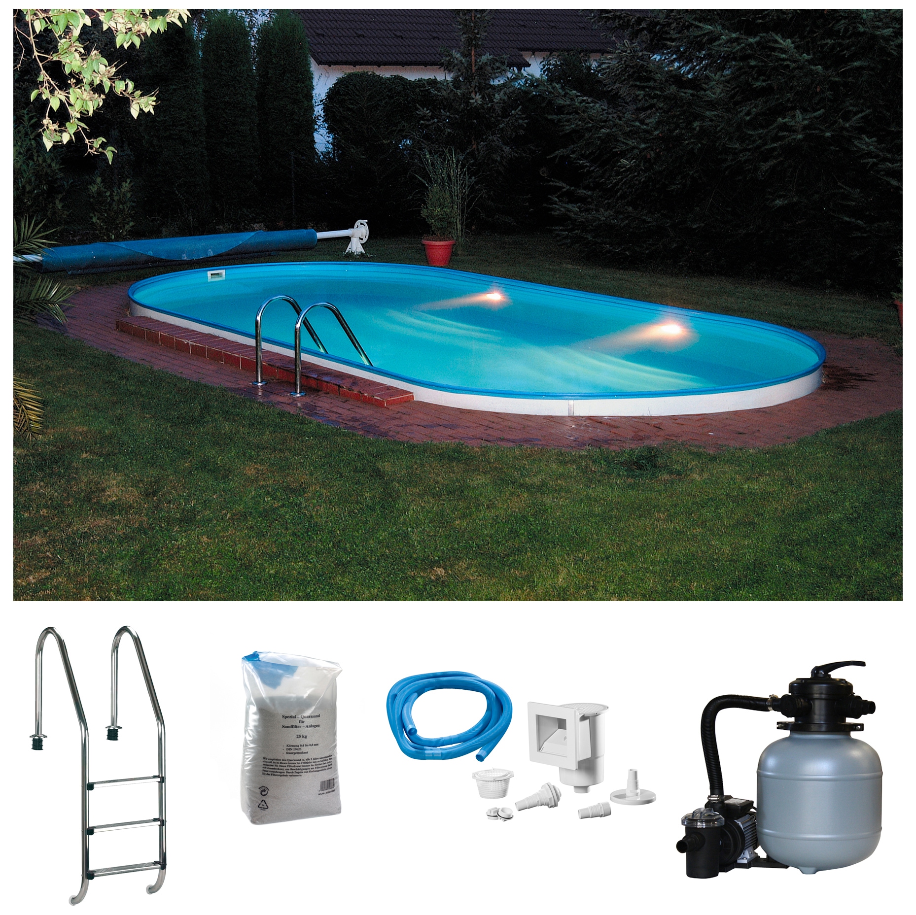 Ovalpool KONIFERA "LANZAROTE 3", weiß, B:300cm H:120cm L:490cm, Schwimmbecken, für den Volleinbau, in verschiedenen Größen Image