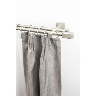 Gardinenstange GARESA "CUBUS", grau (chromfarben), L:330cm Ø:20mm, Metall, Holzwerkstoff, Gardinenstangen, Vorhanggarnitur, verlängerbar, Endknopf eckig, mit Ringe Image