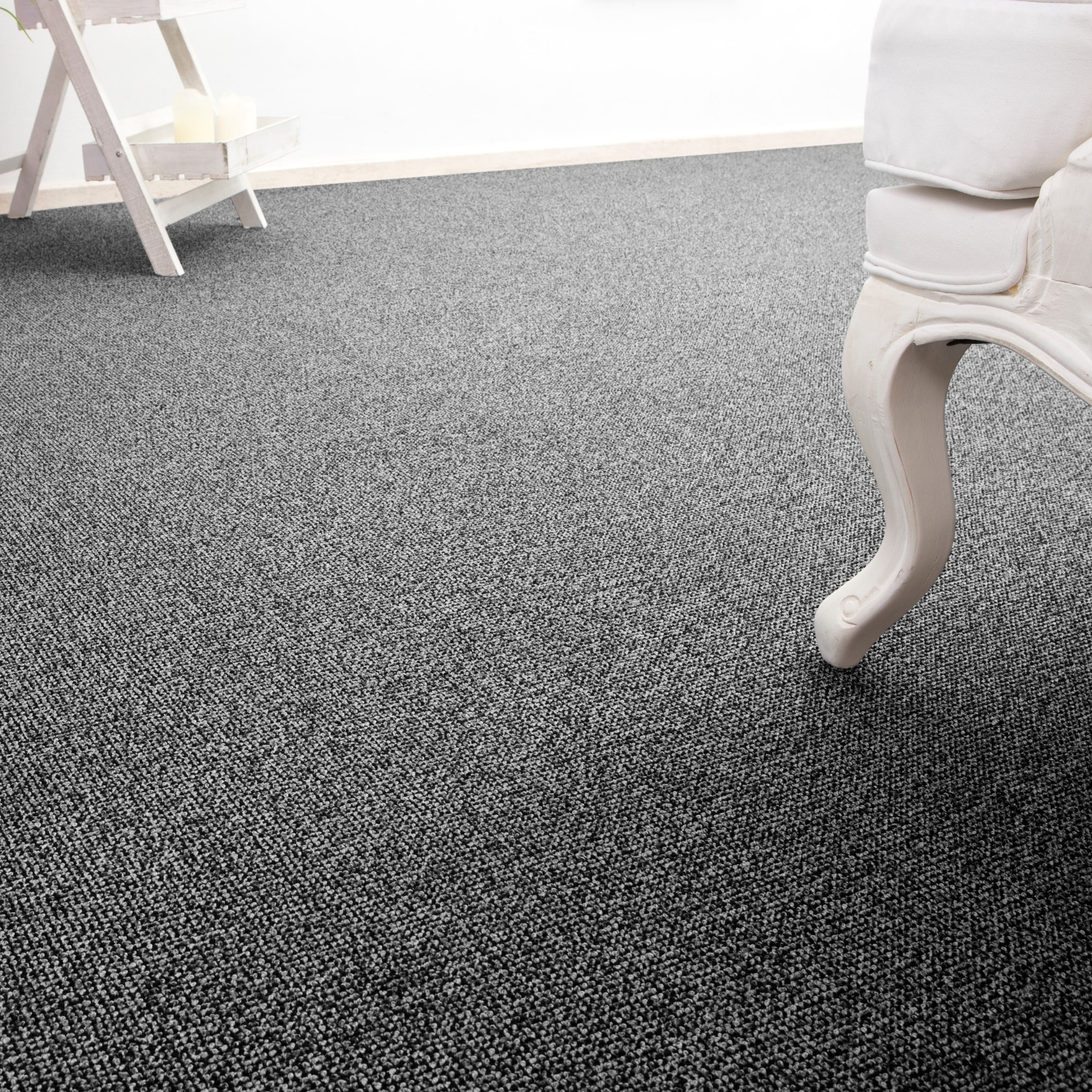Teppichboden ANDIAMO "Carlos, Feinschlinge, Made in Netherlands", grau (anthrazit), B:500cm H:6,5mm L:1.400cm, Polypropylen, Teppiche, melierte Optik, Breite 400 cm oder 500 cm, strapazierfähig Image