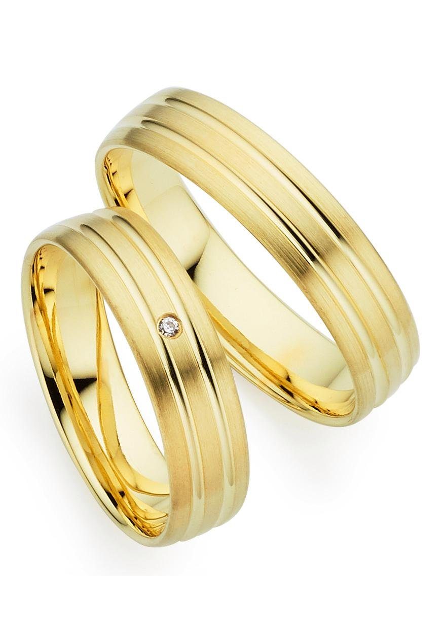 Trauring PHÖNIX "Schmuck Geschenk Gold 333 Trauring Ehering LIEBE versch. Varianten" Gr. 55, gold (gelbgoldfarben), Fingerringe, 55, 0,01 SI = kleine Einschlüsse mit Brillant, Gelbgold 333, 5mm, Made in Germany, wahlweise mit oder ohne Brillant Image
