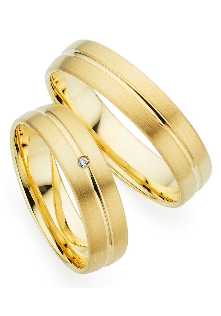 Trauring PHÖNIX "Schmuck Geschenk Gold 333 Trauring Ehering LIEBE versch. Varianten" Gr. 63, gold (gelbgoldfarben), Fingerringe, 63, 0,01 SI = kleine Einschlüsse mit Brillant, Gelbgold 333, 5mm, Made in Germany, wahlweise mit oder ohne Brillant Image