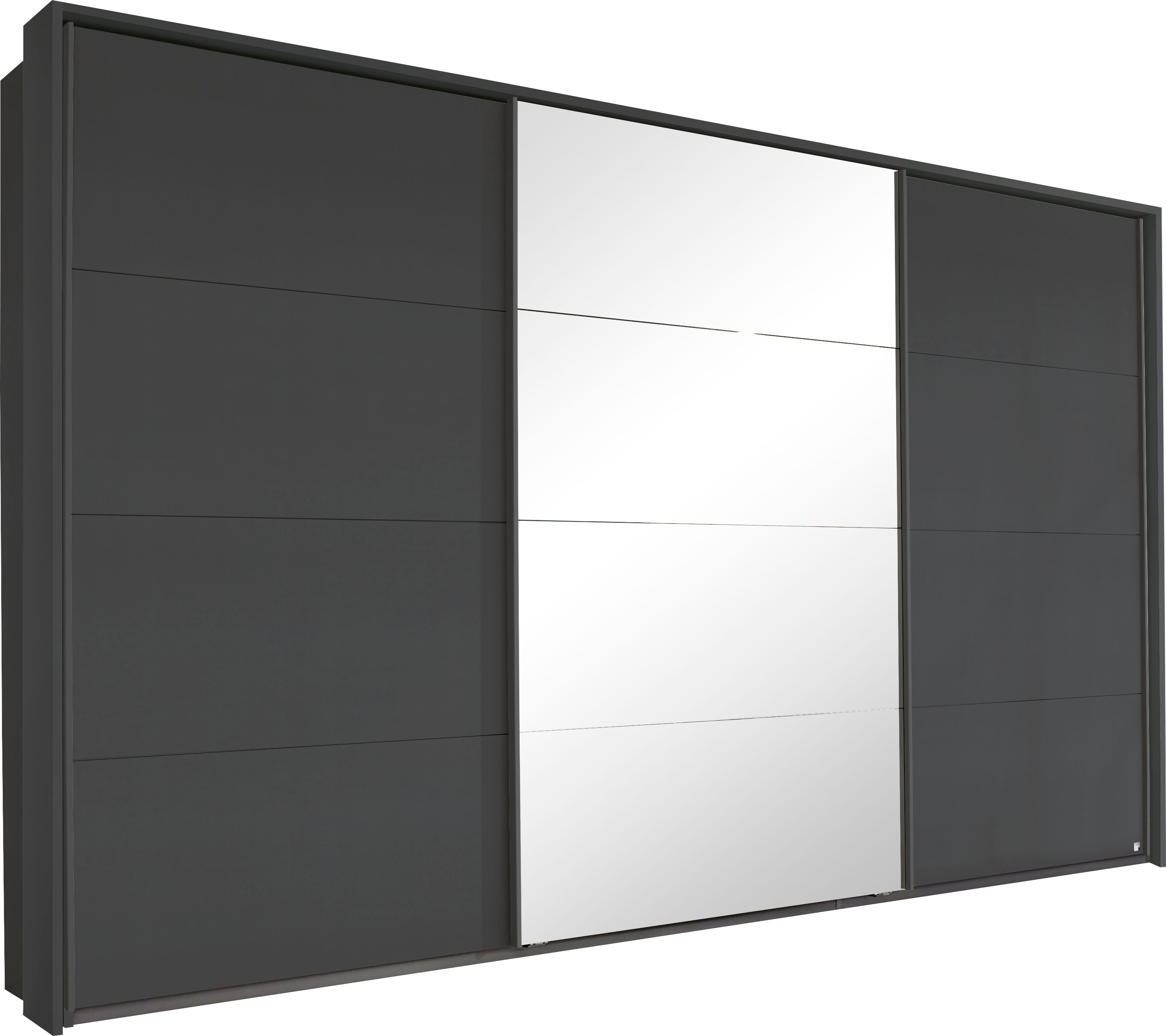 Schwebetürenschrank RAUCH "Kleiderschrank Schrank Garderobe Schlafzimmerschrank TUBONA", grau (graumetallic), B:368cm H:233cm T:64cm, Holzwerkstoff, Schränke, Schwebetürenschrank Kleiderschrank, mit umfangreicher Innenausstattung und Passepartout...