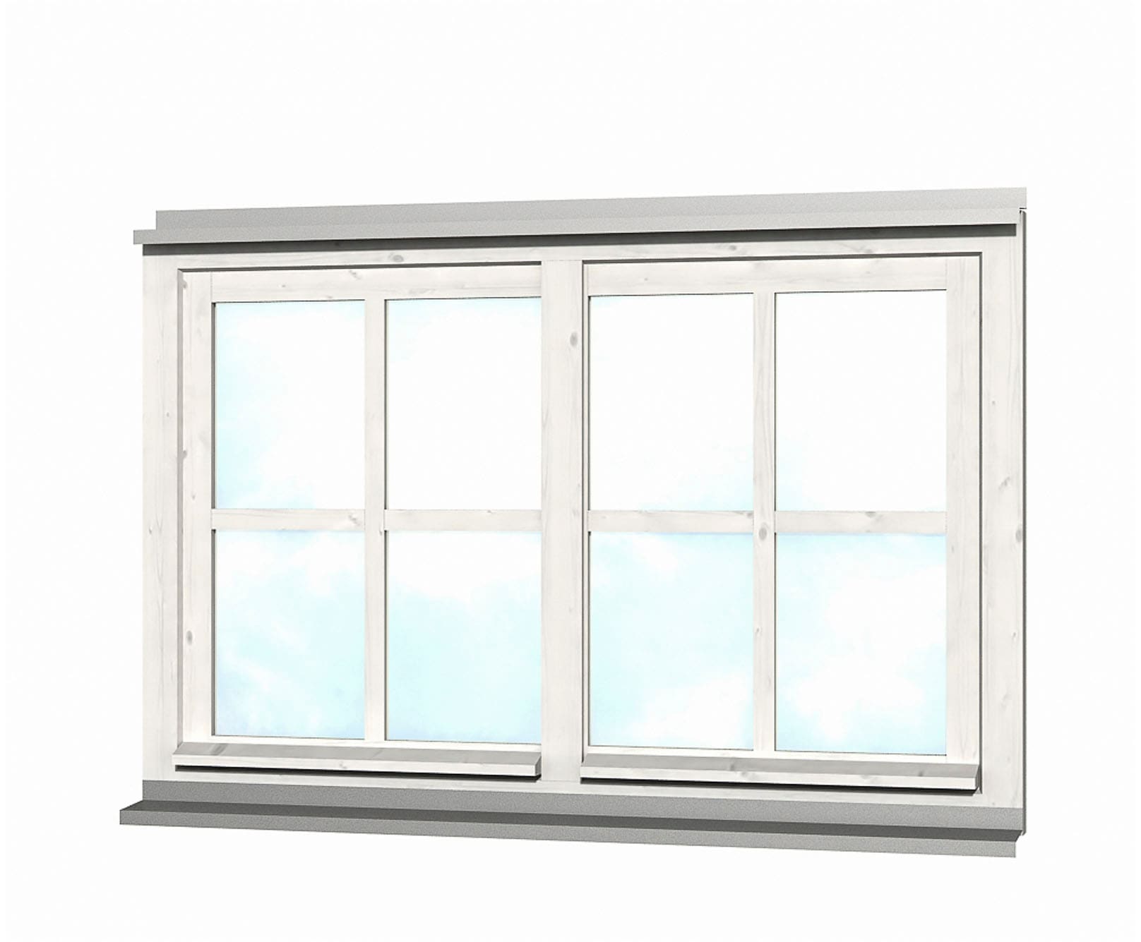 Fenster SKANHOLZ "Doppelfenster", weiß, B:132cm H:82cm, Glas, Massivholz, Fenster, für Carports, 132,4 x 82,1 cm