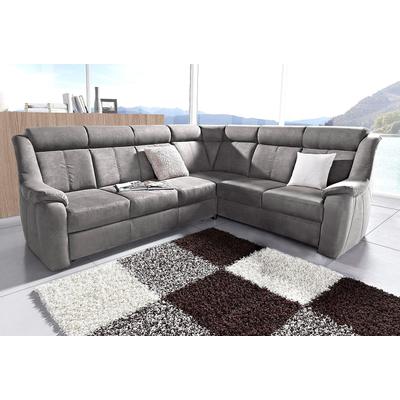 Ecksofa SIT & MORE "Basel L-Form", grau, B:261cm H:98cm T:211cm, Altara Nubuck, Luxus-Microfaser (100% Polyester, PRIMABELLE-Microfaser, Luxus-Microfaser (100% Polyester, SOFTLUX-Kunstleder, NaturLEDER (echtes Rindsleder), Sofas, wahlweise mit... Image