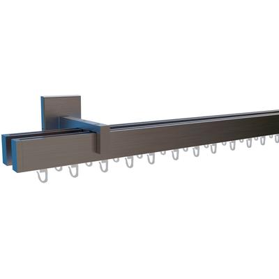 Gardinenstange INDEKO "Bern", silber (satin, silberfarben), L:140cm, Aluminium, Gardinenstangen, Innenlauf Komplett-Set inkl. Gleitern und Montagematerial Image