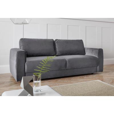 2-Sitzer ANDAS "Hobro", grau (hellgrau), B:186cm H:80cm T:102cm, Luxus-Microfaser Lederoptik (100% Polyester), Struktur grob (100% Polyester), Samtoptik (100% Polyester), Sofas, in 3 Bezugsqualitäten in vielen Farben, Design by Morten Georgsen Image