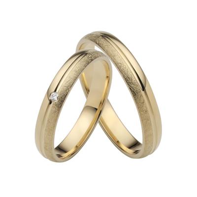 Trauring FIRETTI "Schmuck Geschenk Gold 750 Hochzeit Ehering "LIEBE" Gr. 50, gold (gelbgoldfarben), Fingerringe, 50, ohne Brillant, Gelbgold 585, 3,5mm, Made in Germany, wahlweise mit oder ohne Brillant Image